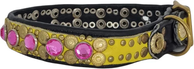 Bellerei Hundehalsband Setareh Leder in Gelb oder Rosa – Bild 1 von 2