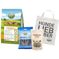 Produktbild von Bellfor Boxer Futter Set für Hunde mit getreidefreiem Trockenfutter Huhn 4 kg, Dental Sticks 100 g und Shiimun Skin Pulver 50 g zur Zahnpflege und für Haut & Fell
