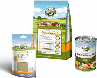 Bellfor Futter Set für Französische Bulldoggen Adult mit Trockenfutter Huhn und Insekten, Nassfutter, Immunsystem Pulver und Gewichtskontrolle, getreidefrei und glutenfrei – Bild 1 von 5