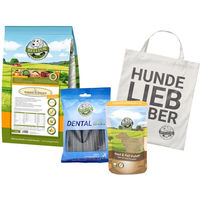 Produktbild von Bellfor Futterset für Airedale Terrier mit getreidefreiem Trockenfutter Huhn und Lachs, Dental Sticks und Shiimun Skin Pulver zur Haut- und Fellpflege