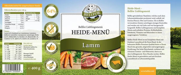 Bellfor Hundefutter Nassfutter Starter-Paket Getreidefrei mit Huhn Lamm und Insekten 6x 400g für Adult und Senior - 6 x 400 g – Bild 1 von 8