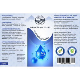 Bellfor Ohrenreiniger Ohrenpflege Tropfen mit Kamille und Lavendelöl für Hunde 30 ml - 30 ml – Bild 1 von 3