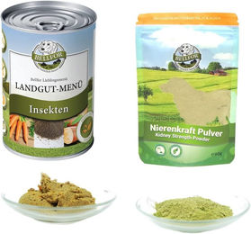 Bellfor Sparset Nr. 10 Hundefutter Landgut-Menü hypoallergen getreidefrei und Nierenkraft Pulver - 2 x 6 Stk. – Bild 1 von 3