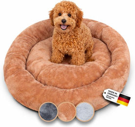 Belune Hundebett Deluxe Donutkissen aus Plüsch Braun Klein Vegan – Bild 1 von 13