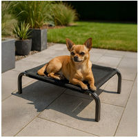 Produktbild von belviona Hundebett erhöht Outdoor-Hundeliege aus Metall und Mesh in Schwarz für erwachsene Hunde