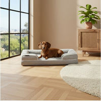 Produktbild von belviona Hundebett orthopädisch mit Memory Foam und Leinenimitat Grau 89 x 63 cm