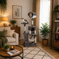 Produktbild von belviona Katzenkratzbaum mit Höhle, Hängematte, Treppe und Liegeplattform in Grau/Weiß