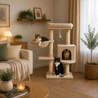 Produktbild von belviona Katzenkratzbaum mit Höhle Liegemulde Liegebett und Sisalstämmen beige 93 cm