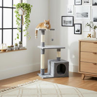 Produktbild von belviona Katzenkratzbaum mit Höhle und Spielball aus Plüsch und Sisal in Grau 85 cm mit Wandhalterung