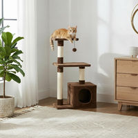 Produktbild von belviona Katzenkratzbaum mit Höhle und Spielball aus Sisal und Plüsch, 85 cm, Braun
