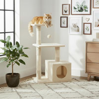 Produktbild von belviona Katzenkratzbaum mit Höhle und Spielball aus Sisal und Plüsch in Beige 85 cm