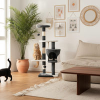 Produktbild von belviona Katzenkratzbaum mit Kuschelhöhle und Spielbällen aus Sisal, 112 cm, Grau/Weiß