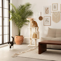 Produktbild von belviona Katzenkratzbaum mit Kuschelhöhle und Spielbällen aus Sisal und Plüsch beige 112 cm