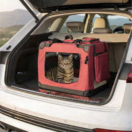 belviona Katzentransporttasche für Katzen aus Oxford-Gewebe in Rot mit Mesh-Fenstern und Innenkissen 60x42x44 cm – Bild 1 von 5