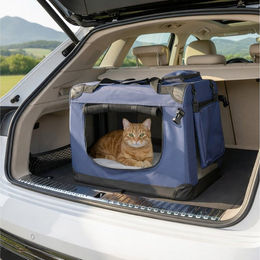 belviona Katzentransporttasche für Katzen, faltbare Tragetasche aus Oxford-Gewebe in Blau, 60x42x44 cm – Bild 1 von 5