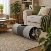 Produktbild von belviona Katzentunnel Tierrascheldecke mit Spielball grau 30x70 cm