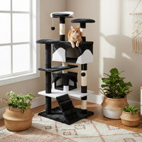 Produktbild von belviona Kratzbaum für Katzen mit Höhle, Treppe und Spielbällen in Schwarz/Weiß, 130 cm hoch