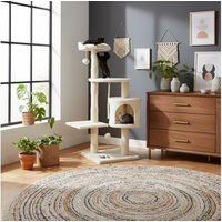 Produktbild von belviona Kratzbaum kompakt 112 cm mit Kuschelhöhle und Spielbällen aus Sisal und Plüsch