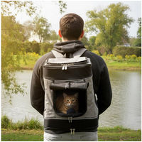 Produktbild von belviona Tiertransportrucksack für Hunde und Katzen kleine Rassen grau schwarz wasserabweisend