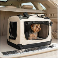 Produktbild von belviona Tiertransporttasche faltbar für Hunde und Katzen aus atmungsaktivem Oxford-Gewebe beige 50x34x36 cm