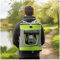 Produktbild von belviona Tiertransporttasche Rucksack für Hunde und Katzen Grau Grün wasserabweisend