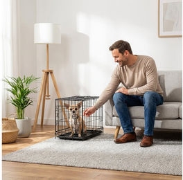 belviona Transportbox klappbar mit Bodenwanne aus Metall für Hunde und Katzen Größe S – Bild 1 von 5