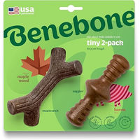 Produktbild von Benebone Kauspielzeug Tiny Maplestick Zaggler für extra kleine Hunde und Welpen mit Speck- und Ahorngeschmack 2er-Pack