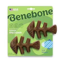 Benebone Tiny Fishbone Kauspielzeug für Welpen mit Lachsgeschmack aus Nylon in Braun – Bild 1 von 5