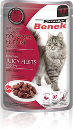 Produktbild von BENEK Super Filets in Sauce mit Rindfleisch Katzenfutter Adult 85 g - 28 x 85 g
