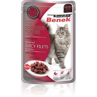 Produktbild von BENEK Super Filets in Sauce mit Rindfleisch Katzenfutter Adult 85 g - 28 x 85 g