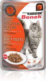 Produktbild von BENEK Super Filets Katzen Nassfutter mit Thunfisch und Forelle in Sauce 85 g - 85 g