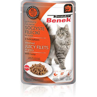 Produktbild von BENEK Super Filets Katzen Nassfutter mit Thunfisch und Forelle in Sauce 85 g - 85 g