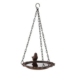 Benelando Vogeltränke und Vogelbad aus Gusseisen mit Kette in Braun für Wildvögel – Bild 1 von 3