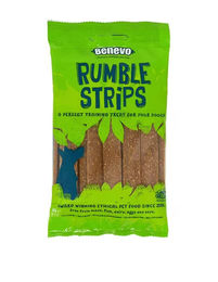 Produktbild von Benevo Rumble Strips Veganer Belohnungssnack für erwachsene Hunde ohne tierisches Protein und ohne Farb- oder Aromastoffe 180g