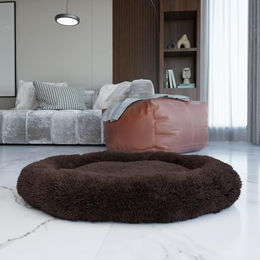 BENNO Hundebett BALU Donut braun 70x70x16 cm aus Polyester mit Kauknochen – Bild 1 von 7