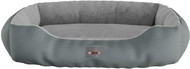 BENNO Hundebett Sammy quadratisch Grau 65x50x16 cm aus Polyester mit rutschfestem Boden und Kauknochen – Bild 1 von 8