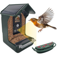 Produktbild von Berger & Schröter Vogel-Futterhaus mit 1080P Kamera, Solar und Wassertränke, Grün, Kunststoff