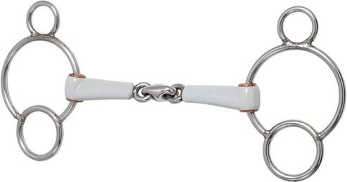 Beris 3 Ring Gebiss doppelt gebrochen aus Kunststoff in Weiß 145 mm Medium 18 mm – Bild 1 von 1