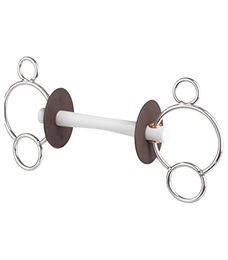Beris 3-Ring Gebiss mit Comfortstange aus Kunststoff in Silber und Weiß für Pferde – Bild 1 von 2