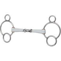 Produktbild von Beris Gebiss für Pferde mit 3 oder 4 Ringen und Doppelknicks aus Kunststoff in Grau oder Silber