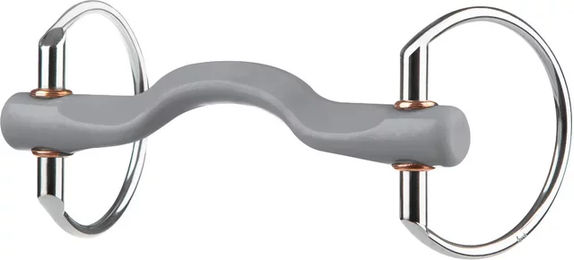 Beris Kavalkade Konnex Olivenkopfgebiss mit Zungenbogenstange aus Holz 13 cm Grau – Bild 1 von 2
