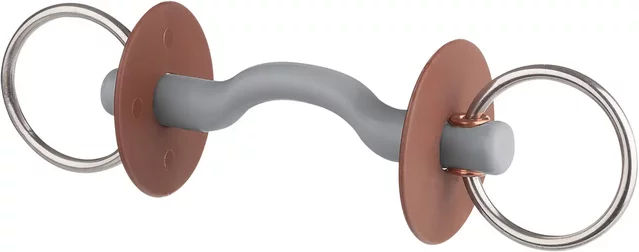 Beris Wassertrense für Pferde mit Zungenbogenstange und Ring aus Kunststoff in Grau und Silber – Bild 1 von 2