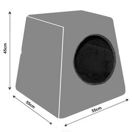 Bertoni 2-in-1 Hundebett und Katzenhaus aus Stoff in Beige oder Grau Größe L – Bild 1 von 3