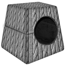 Bertoni 2-in-1 Katzenhöhle und Hundebett aus Plüsch in Grau 55x55x45cm – Bild 1 von 3