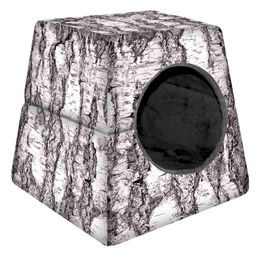 Bertoni Katzenhöhle Kuschelhöhle aus Plüsch in Grau und Weiß – Bild 1 von 3