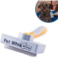 Produktbild von Best Direct Pet Whiz Fellbürste für Hunde und Katzen aus Edelstahl und Gummi mit Selbstreinigungsfunktion 19x11cm