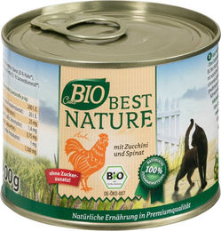 Best Nature Bio Katzenfutter Hähnchen und Zucchini Stückchen in Sauce glutenfrei 6 x 200 g – Bild 1 von 1