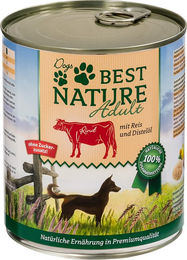 Produktbild von Best Nature Hundefutter Adult Rind mit Reis und Distelöl Stückchen in Sauce getreidefrei und glutenfrei 6 x 800 g - 6 x 800 g