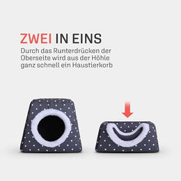 Bestlivings 2in1 Katzenhöhle und Katzenbett Dunkelgrau mit Kuschelkissen Öko-Tex Standard 100 38x29x33cm – Bild 1 von 4