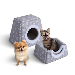 Bestlivings 2in1 Katzenhöhle und Katzenbett Taupe mit Kuschelkissen Öko-Tex Standard 100 38x29x33cm – Bild 1 von 3